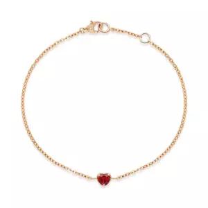[비앤비골드] 14K 가넷 하트 함마링체인 팔찌 NPB40199