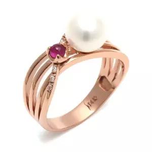 [비앤비골드] 14K 4줄 레이어드 꼬임 진주 반지 SRS27019