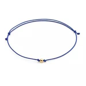 [비앤비골드] 14K 골드볼 실크끈 블루 실팔찌 SLB29358