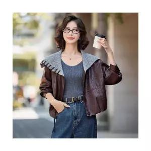 마킷3 여자 자켓 가죽 고급스런 짧은 캐주얼에 니트 케이프 코트 가을 긴팔 재킷 JEN3