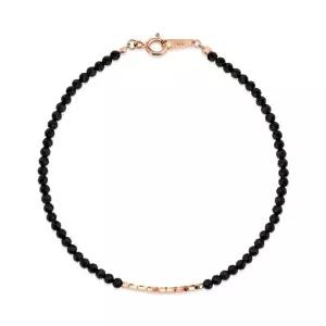 [비앤비골드] 14K 골드 라운딩 커브 파이프 블랙스피넬 팔찌 CHB41113