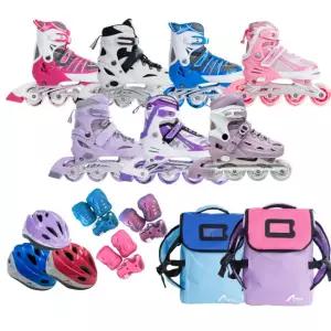 아동 인라인스케이트 풀세트 어린이 롤러스케이트 LED바퀴 사이즈조절 보호장비 포함