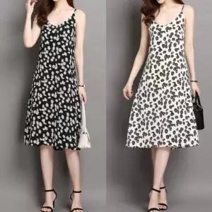 [라일리여성의류] Rly 끈나시 플라워 무늬 원피스 UR 02 민소매 롱