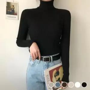 [라일리여성의류] Rly 기본 골지 니트 폴라 슬림핏 니트 데일리 간절기