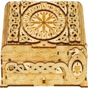 우드 트릭 북유럽 가슴 퍼즐 상자 3D 나무 - 스칸디나비아에서 영감을 받은 판화 엔지니어링 DIY 프로젝트