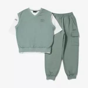 [보리보리/휠라 키즈]5부 티셔츠 코디 3pcs 세트 (FK2FSG2103M_KHI)