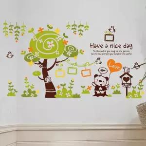 플라워해피트리Ver2 KZ13EP94 벽지 창문 그래픽 포인트스티커 다크브라운