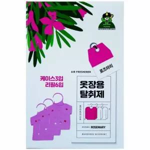 산도개비 옷장용 탈취제 로즈마리 4ml x 6개입(케이스 3개 리필 6개)