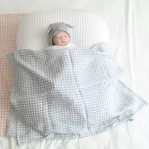 제이앤제나 신생아 이불 인견 다용도 블랭킷 체크블루