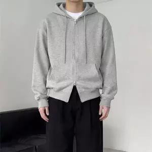 투웨이 오버핏 무지 후드집업 3color