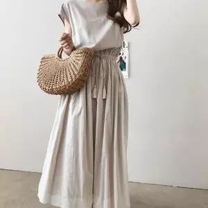 여자 플레어 코튼 스트링 롱원피스