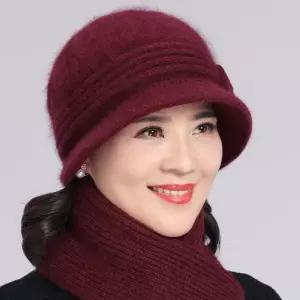 중년여성겨울모자 겨울 벙거지 세트 머플러 할머니 모자