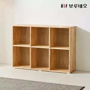 [보루네오]앳홈 테드 러버 원목 2단 6칸 책장 (W1080 H750 D300)