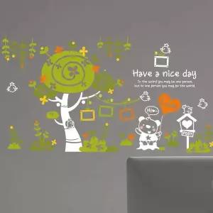 플라워해피트리Ver2 WX35PR48 벽지 창문 포인트 데코스티커 화이트