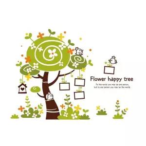 플라워해피트리Ver1 JL23NL24 벽지 창문 포인트 데코스티커 다크브라운