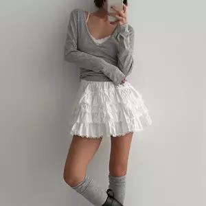 [옷자락]여자 벚꽃룩 발레코어 캉캉 프릴 레이스 미니스커트