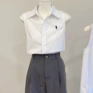 폴 로 랄 프 렌 화이트 민소매 원피스 블라우스 박시셔츠