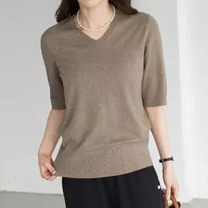 [마담4060]엄마옷 마담4060 티셔츠 여성 데일리 [모던베이직]브이넥5부니트 -YTE2603040-
