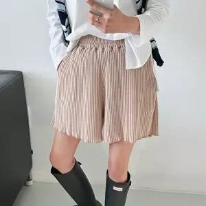 [옷자락]여자 봄쇼츠 골지 날라리 와이드핏 밴딩 코튼 반바지