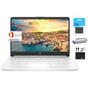 뉴 14인치 HD 라이트 씬 노트북 학생 비즈니스 쿼드코어 인텔 N4120 8GB RAM 192GB(64GB eMMC+ 128GB 카드) 웹캠 Wi-Fi 롱 배터리 윈도우 11S + 1년 오피스 365 흰색 화이트+Maxol 악세사리