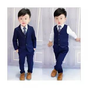 팜므 키즈 신사블루정장세트 (자켓+조끼+바지+넥타이+남방)나비핀은 서비스설날