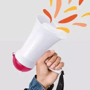 [골드스마일]야외용 휴대접이식 미니 메가폰 행사용 확성기 마이크