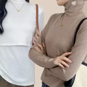 (올핀)하트포인트 긴팔 수유티셔츠 예쁜 수유복 2컬러