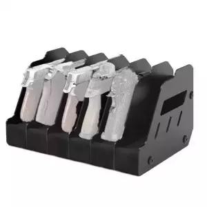 원목 권총 거치대 서랍 진열대 탁상형 스탠드 사격장 거치대