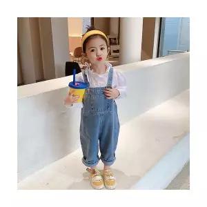 팜므 여아 아기 유아 봄 프릴 블라우스 코디 데님 멜빵바지 상하세트설날