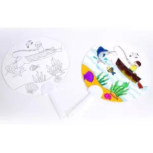 4인용 귀여운 여름 바다낚시 종이부채 만들기 컬러링 단체수업 센터 학원 방과후 창체