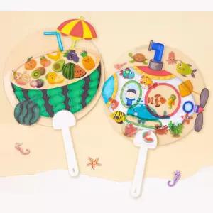 4인용 귀여운 투명 여름부채 만들기 잠수함 수박 스티커 어린이집 돌봄 체험수업 창체