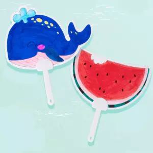 4인용 쉬운 컬러링 여름 종이부채 만들기 고래 수박 어린이집 3세 4세 수업재료 창체