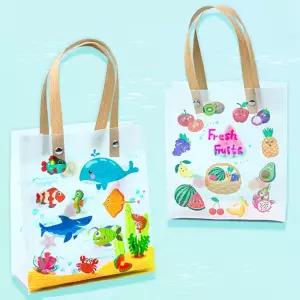 4인용 여름 투명사각 보조가방 만들기 물고기 과일 스티커 어린이집 4세 예쁜 박물관