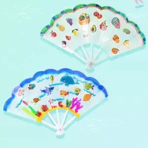 4인용 쉬운 접이식 여름 투명부채 만들기 스티커 과일 물고기 어린이집 3세 문화센터