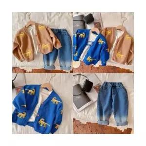 팜므 남아 유아 북유럽 봄 공룡 가디건 바지 상하세트설날
