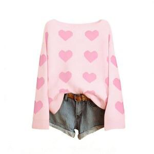 여성용 ASTANFY 발렌타인 스웨터 데이 셔츠 오프숄더