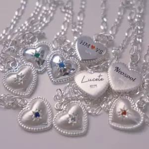 925실버 주문제작 핸드메이드 탄생석 각인 커스텀 하트 펜던트 순은 목걸이