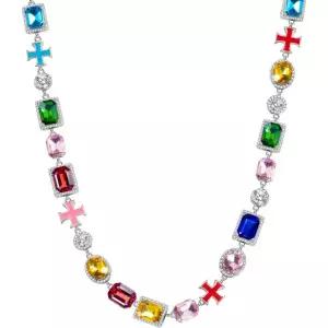 11396809 남자 목걸이 심플 캐주얼 가벼운 HELLOICE 10mm 여성용 멀티 컬러 크로스 에나멜 체인 5A 등급 큐