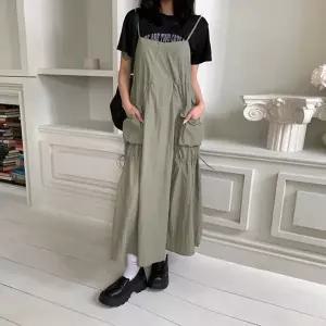 CHO59D1여성용 캐주얼 카고 스트랩 롱원피스 활동적인 데일리룩