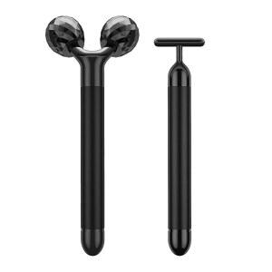 2-IN-1 바 전동 얼굴 마사지기, 3D 롤러 및 T자형 팔 눈 코 마사지기 키트 스킨 케어 도구