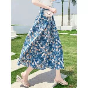 꽃무늬스커트 유화 롱 프린트 알록달록 여성 플라워 여름