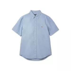 폴로 POLO RALPH LAUREN 커스텀핏 숏슬리브 옥스포드 셔츠 - 블루
