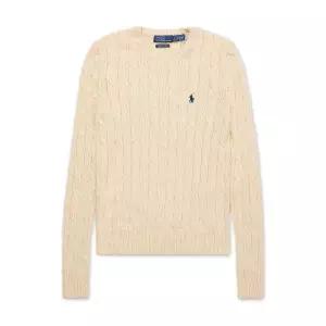 폴로 POLO RALPH LAUREN 케이블 니트 코튼 크루넥 스웨터-내추럴