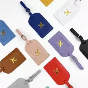 스탬프 가죽 비즈니스 수하물 태그 가방 주소 라벨 탑승 케이스 이름 ID 클립 여행 액세서리