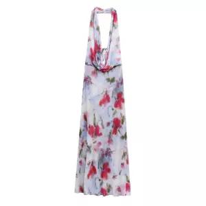 EAMT 여친 원피스 봄 홀터넥 프린트 YJ1