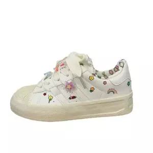 화이트 여자 캔버스화 캔버스 꽃 작은 신발 로우 슈즈 학교 운동화 탑 봄가을 스타일 베이비 KS1