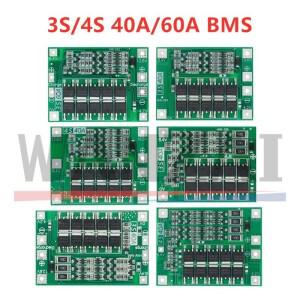 3S 4S 40A 60A 리튬 이온 배터리 충전기 보호 보드 드릴 전동 용 18650 BMS 11.1V 12.6V/14.8V 16.8V 균형