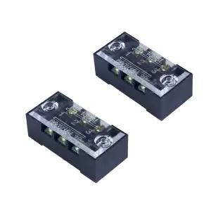 DANQI 15A 660V 단자 블록 3 위치 나사 스트립 듀얼 로우 2 팩 커버 ( TB1503 2Pcs ) 포함