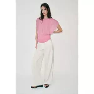 [국내] ZARA 자라 조젯 콤비 탑 - 로즈핑크