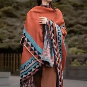 겨울 캠핑 망토 포근한 니트 가디건 케이프 숄 방한 판초 스타일